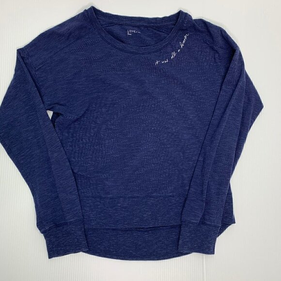 Gap Shirt Small It Was All A Dream Blue Long Sleeve Tee Shoulder Graphic - Picture 6 of 9